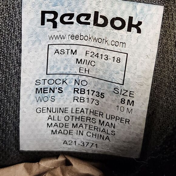 Reebok Dayod Composite Toe Work Sneakers Men’s 8 / Women’s 10 – Black High Top - Picture 5 of 11